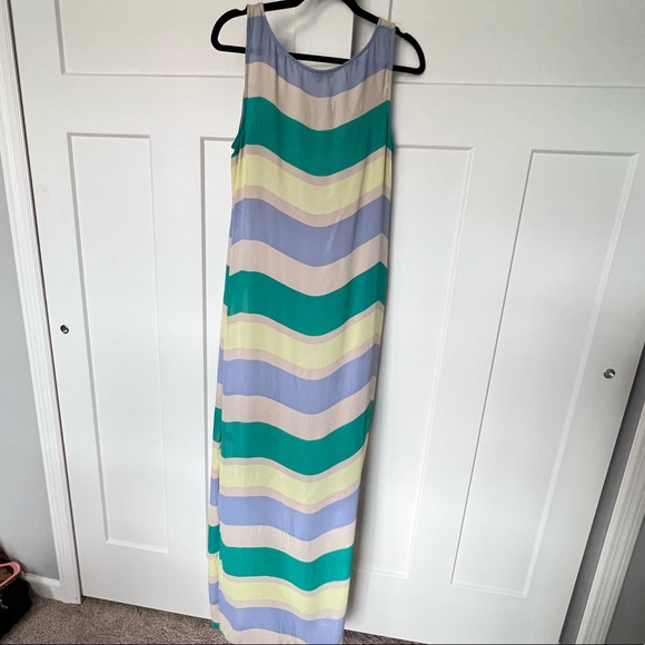 Stripe Scoop Neck Sleeveless Maxi Dress With Slip Underneath - Picture 3 of 10